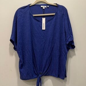 Chico's Short Sleeve Tie-Front Tee in Blue